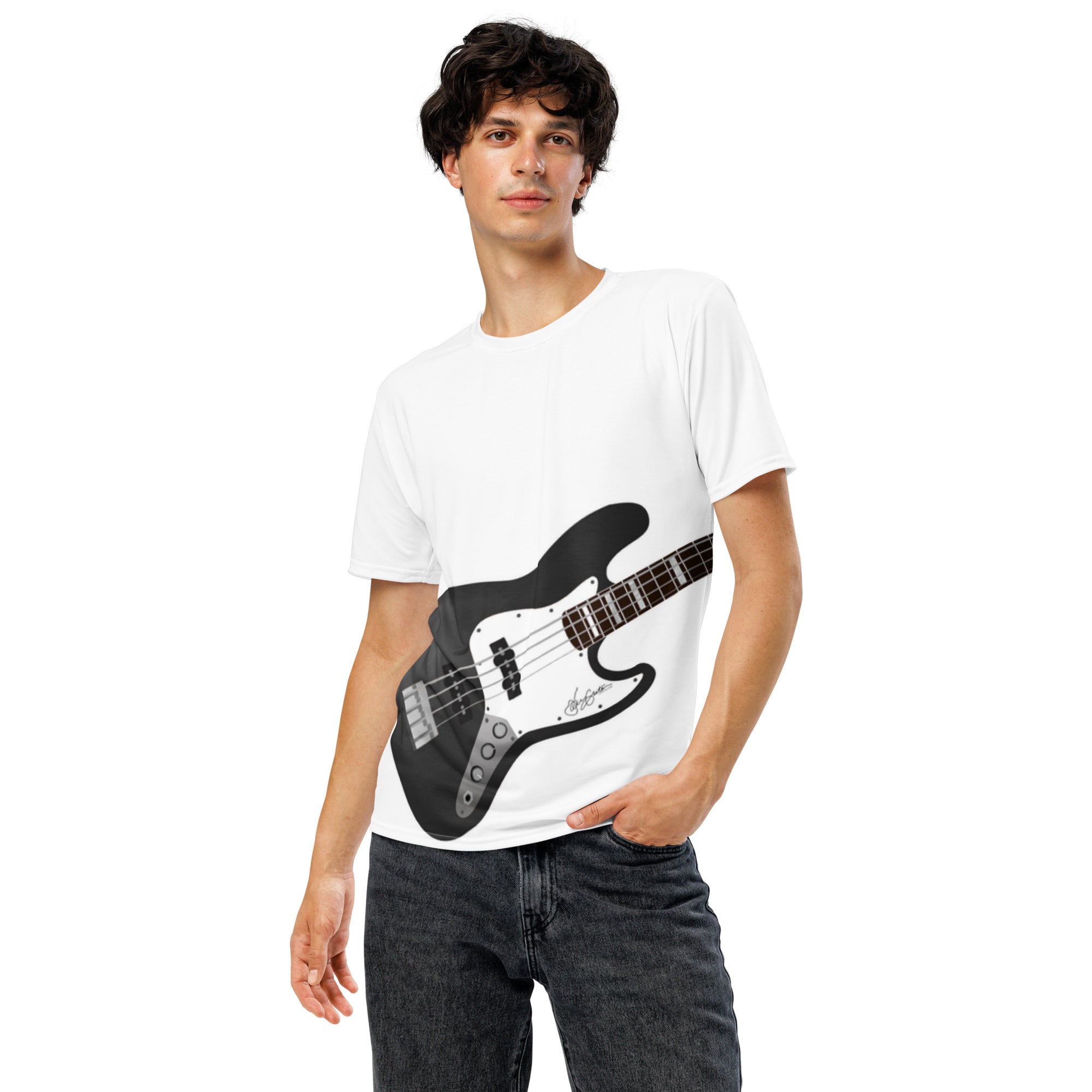 Air Guitar T-shirt with long-neck electric bass graphic