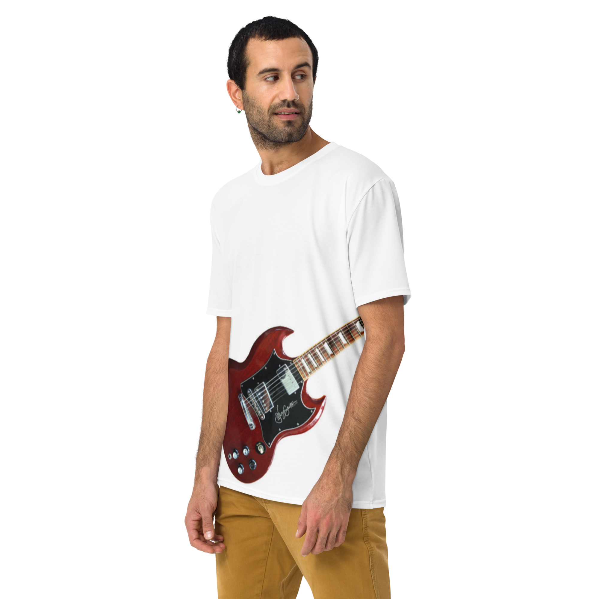 Air Guitar shirt with vintage-inspired SG design for goofy rock lovers