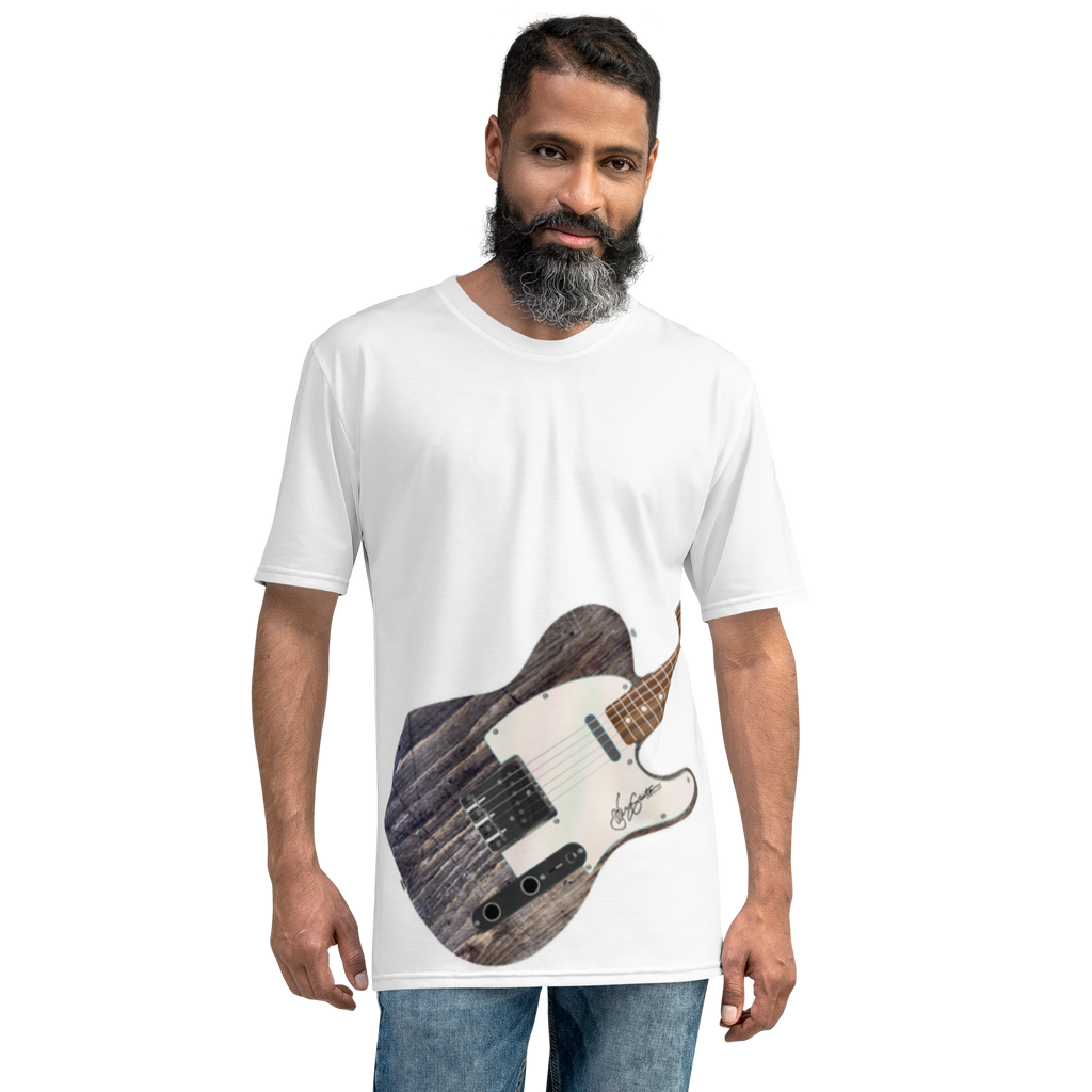 Telecaster-style Air Guitar T-shirt with retro electric guitar graphic.