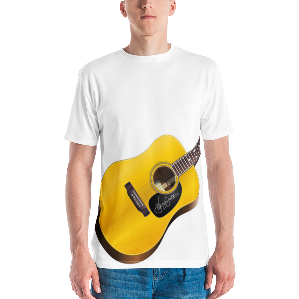 acoustic-style Air Guitar T-shirt with simple wooden guitar graphic