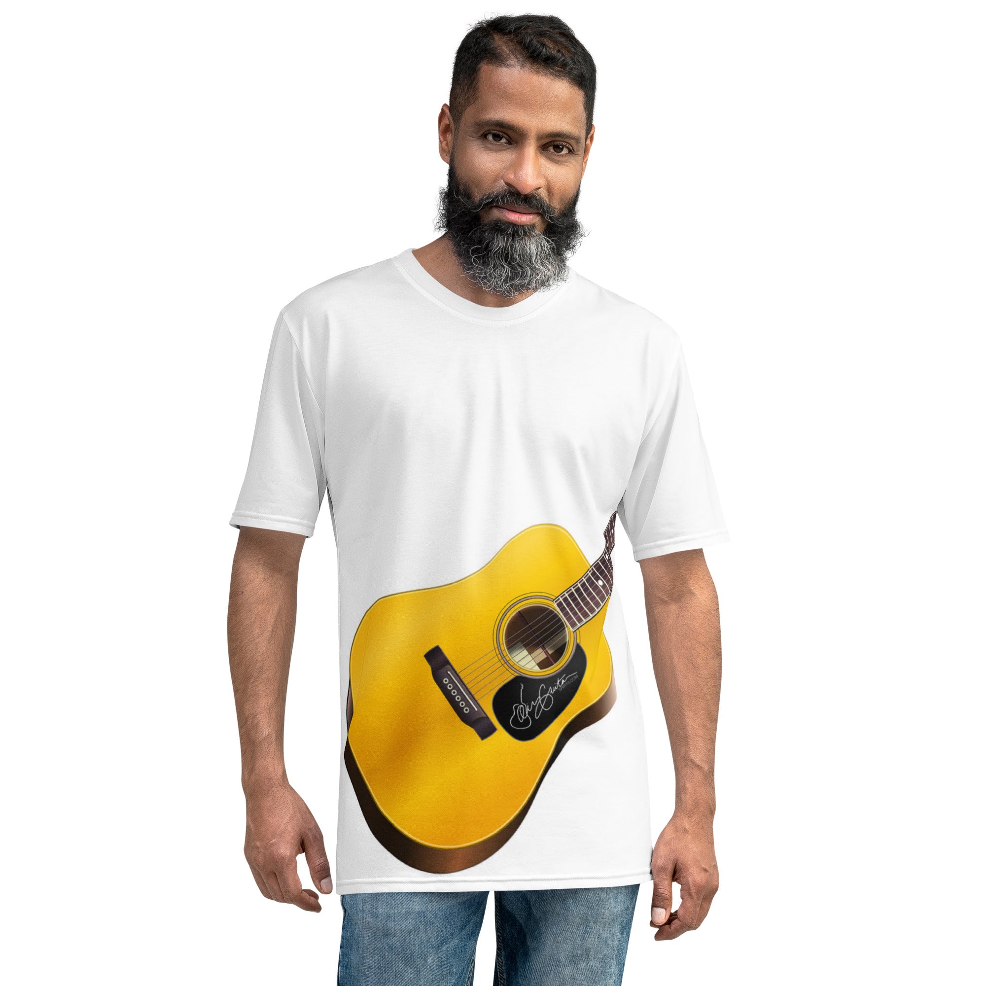 acoustic-style Air Guitar T-shirt with simple wooden guitar graphic