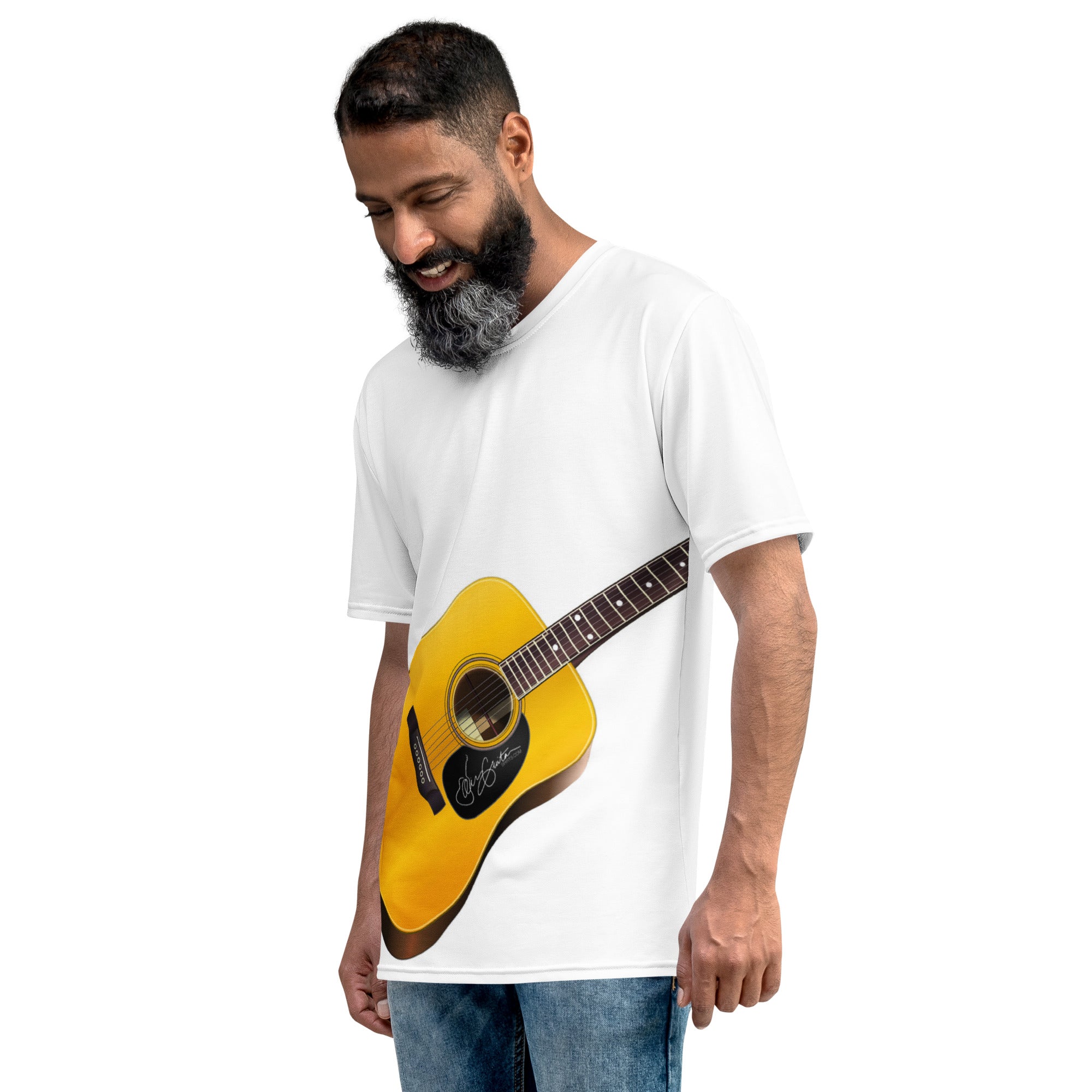 acoustic-style Air Guitar T-shirt with simple wooden guitar graphic
